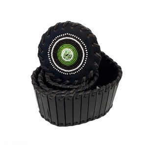 Leather Medallion Belt with Bead Detail